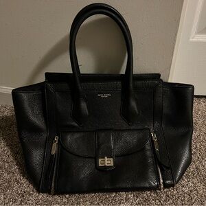 Henri Bendel New York Black Leather tote handbag